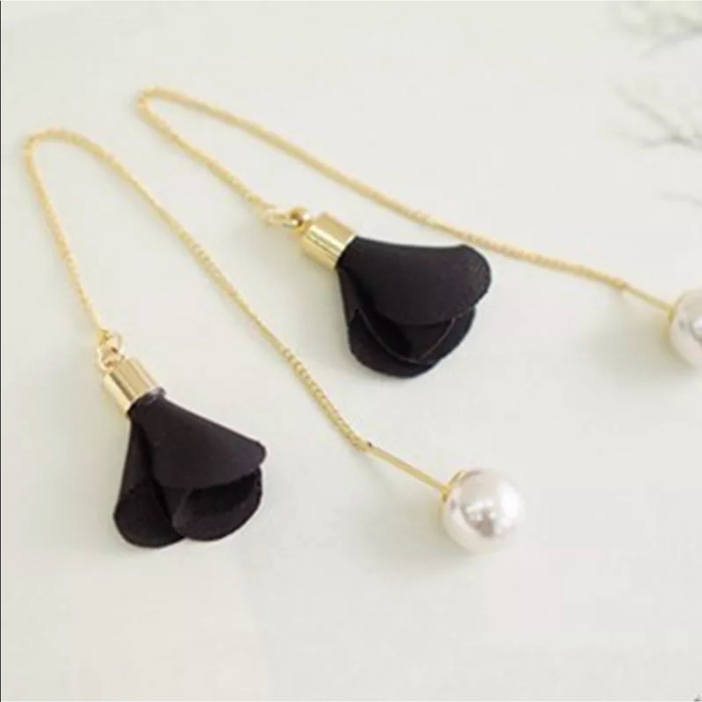 Flower Drop Long Chain Dangle Earrings (as… - Picture 2 of 16